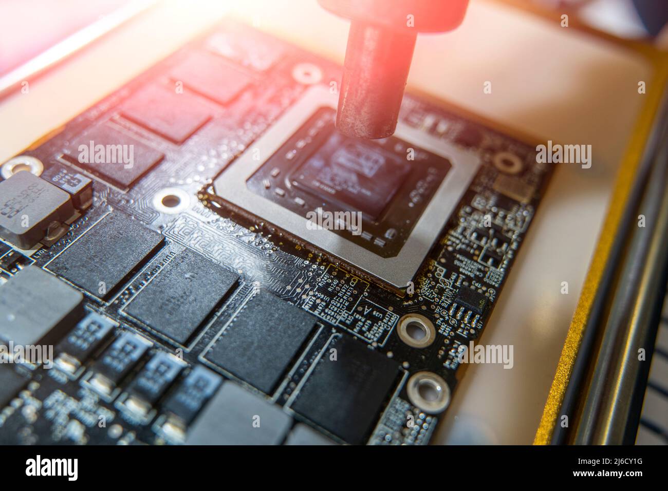 soldering of electronic components of the motherboard Stock Photo Alamy