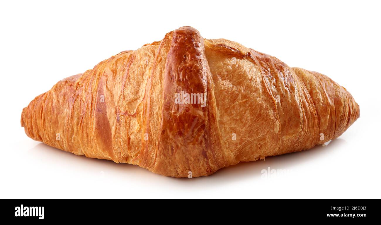 freshly baked croissant isolated on white background Stock Photo - Alamy