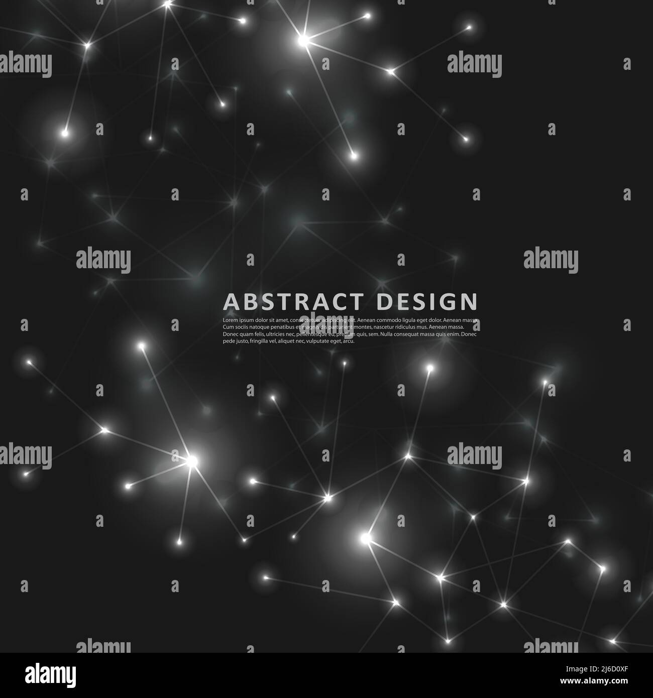 Abstract polygonal black background with connecting dots and lines ...