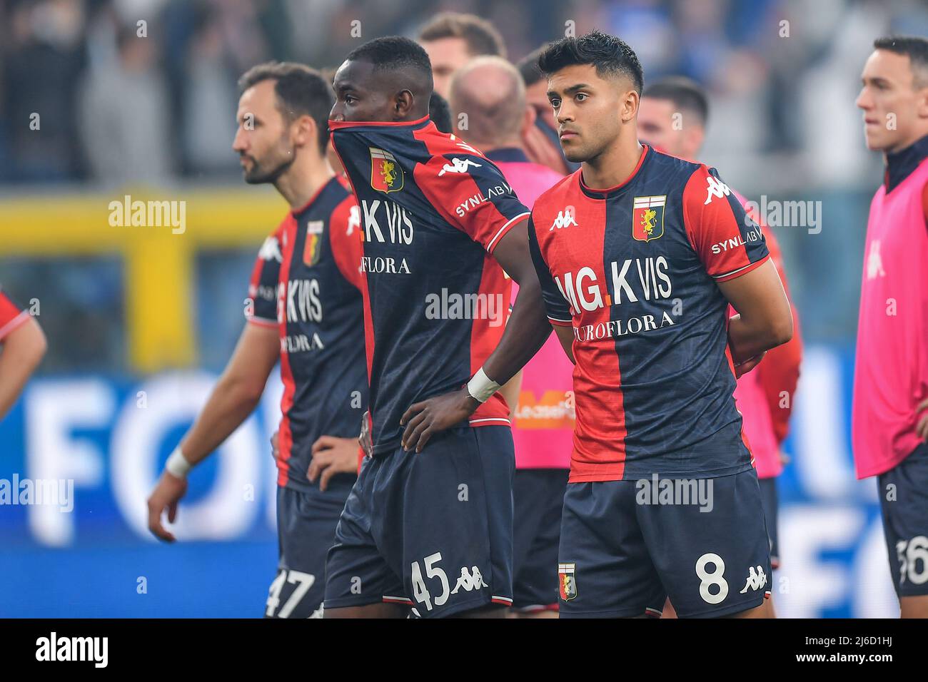 Team Genoa disappointment supporters during UC Sampdoria vs Genoa CFC,  italian soccer Serie A match in Genova, Italy, April 30 2022 Stock Photo -  Alamy