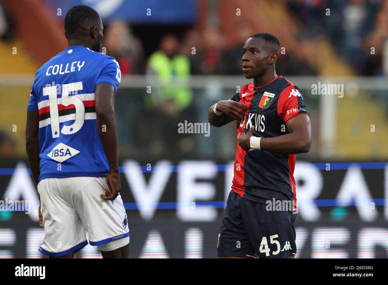 Genoa, Italy. 30 April 2022. Leo Ostigard of Genoa CFC in action during the  Serie A football match between UC Sampdoria and Genoa CFC. Credit: Nicolò  Campo/Alamy Live News Stock Photo - Alamy