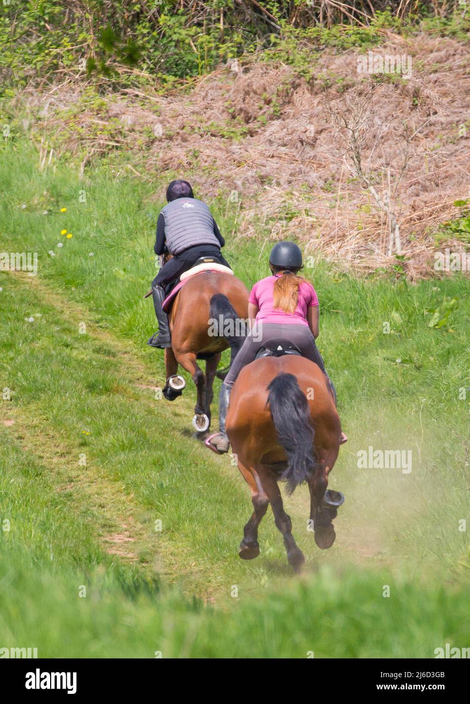 Kidderminster, UK. 30th April, 2022. UK weather horse riders making