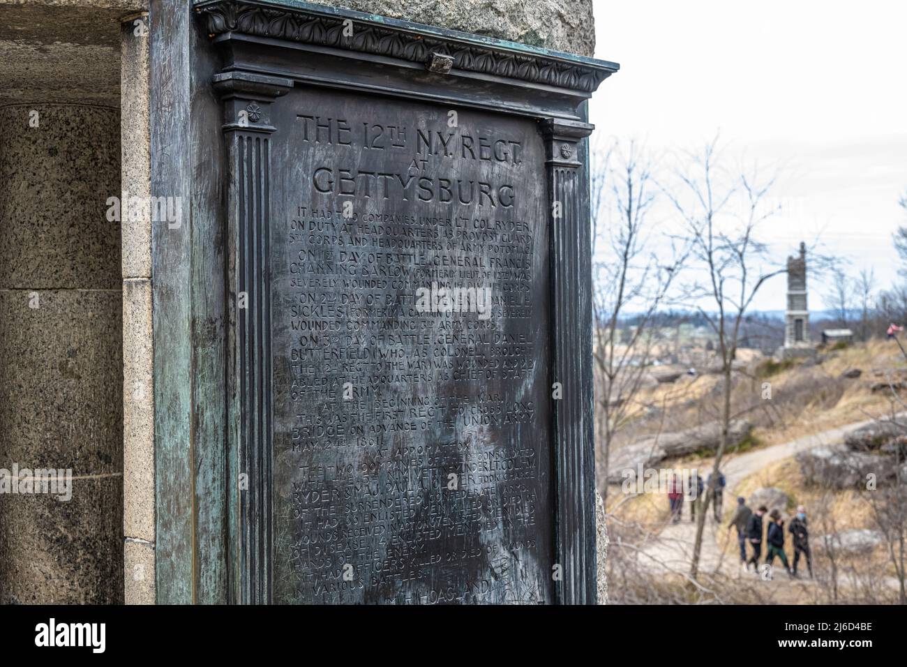 Commemorative Gettysburg Battle bronze tablet on the second level of