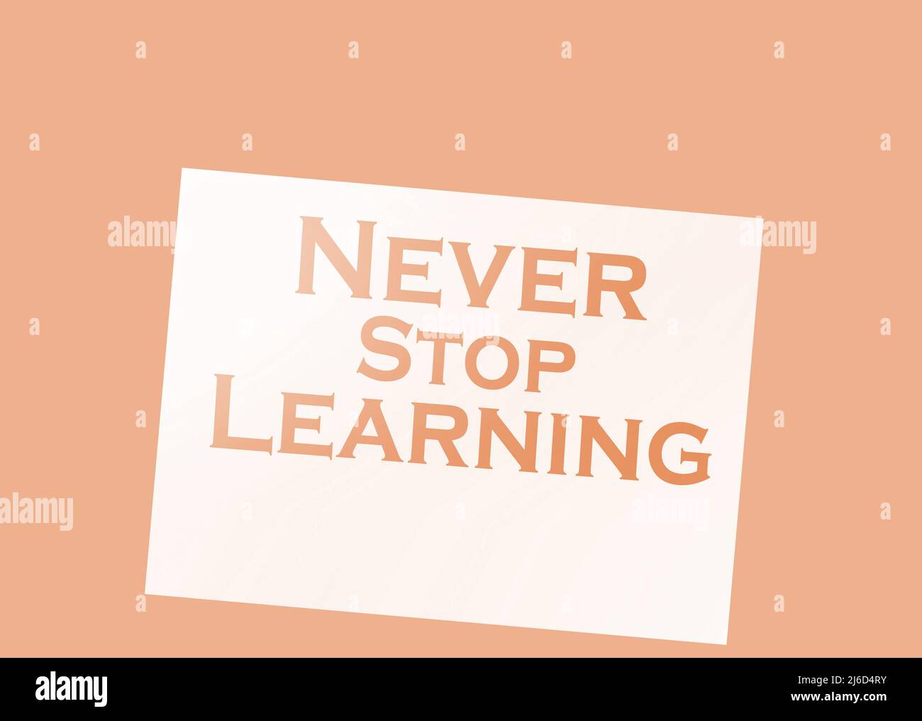 Text never stop learning on page and paper dollar signs around on ...