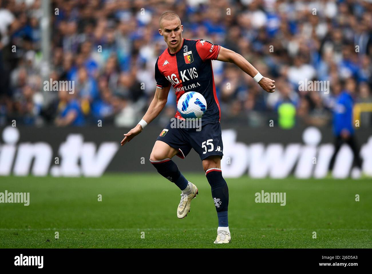 Genoa, Italy. 30 April 2022. Leo Ostigard of Genoa CFC in action during the  Serie A football match between UC Sampdoria and Genoa CFC. Credit: Nicolò  Campo/Alamy Live News Stock Photo - Alamy