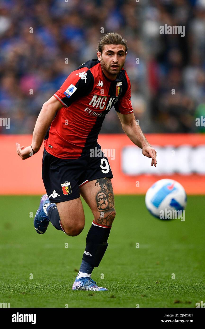 Genoa, Italy. 30 April 2022. Manolo Portanova of Genoa CFC in action during  the Serie A football match between UC Sampdoria and Genoa CFC. Credit:  Nicolò Campo/Alamy Live News Stock Photo - Alamy