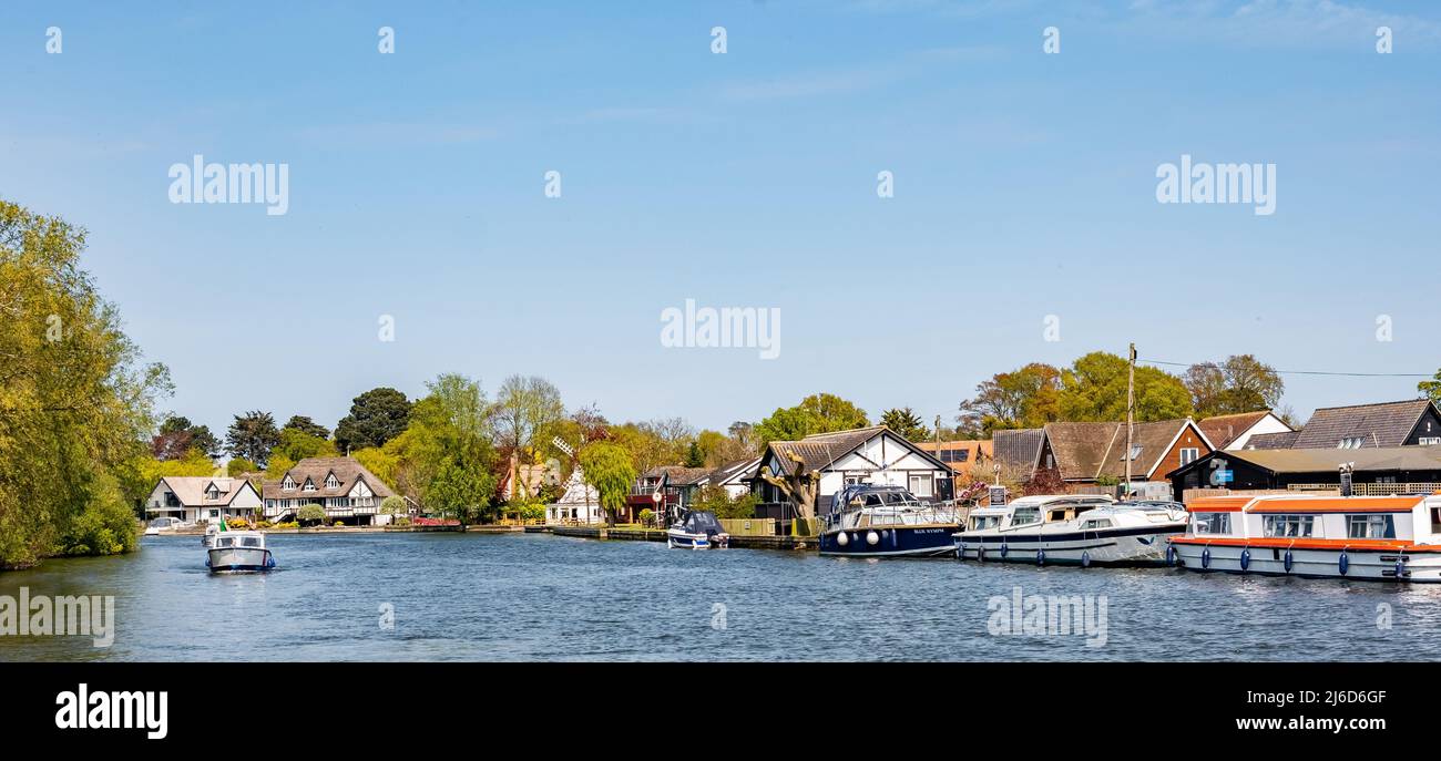 A view down the River Bure in the village of Horning in the heart of