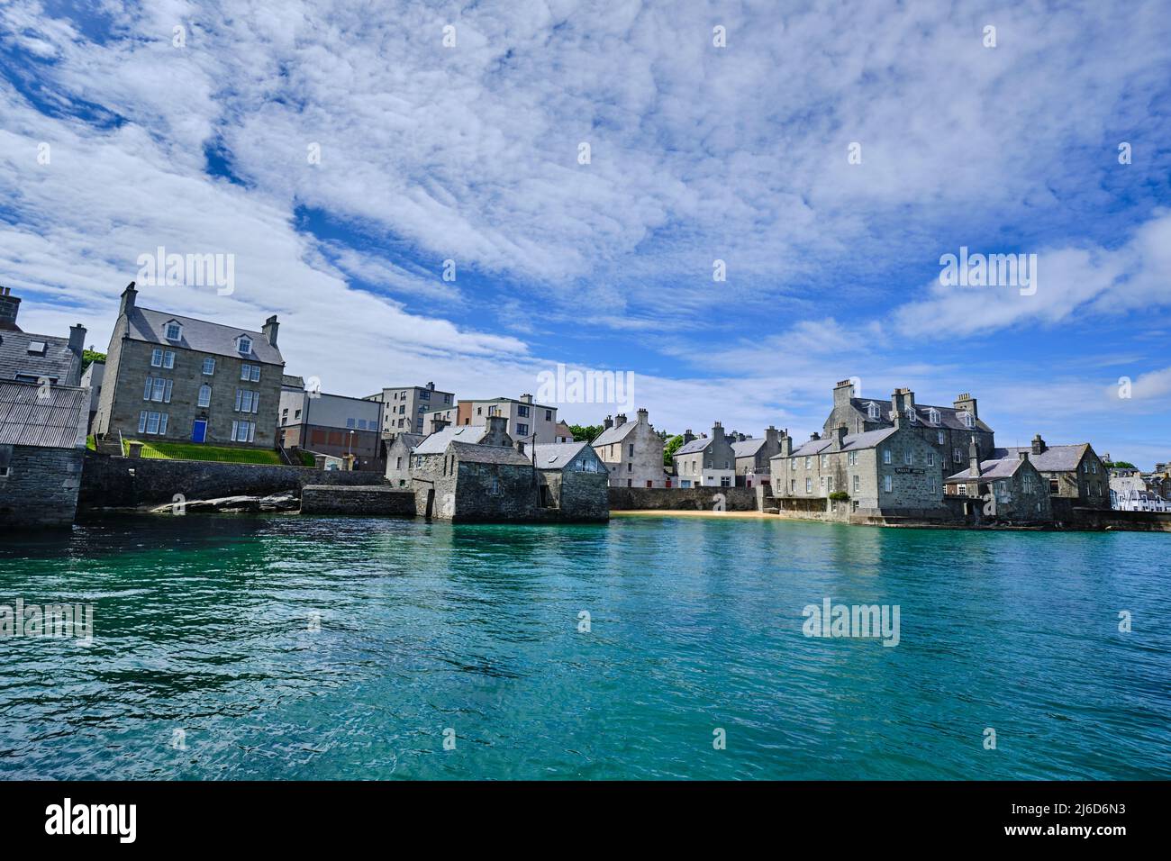 Seaside view of classic Lerwick houses in Shetland Stock Photo Alamy