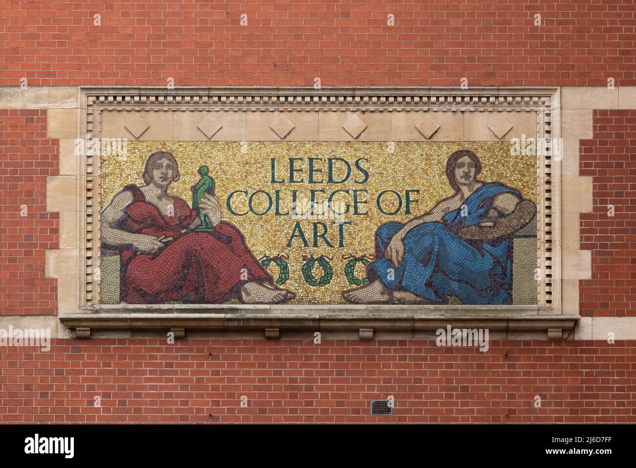 Leeds College of Art mosaic sign at what is now Leeds Arts University