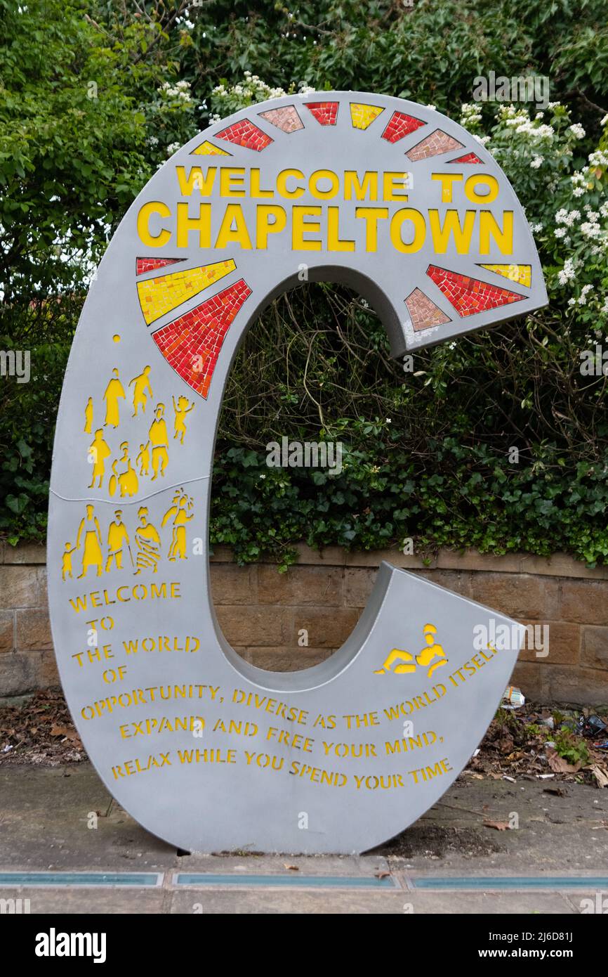 to Chapeltown sign, Chapeltown, Leeds, West Yorkshire Stock