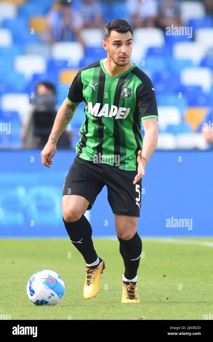 April 30, 2022, Naples, Italy: Kaan Ayhan (US Sassuolo) in action during  the Serie A 2021/22 match between SSC. Napoli and US Sassuolo Calcio at  Diego Armando Maradona Stadium. (Credit Image: ©