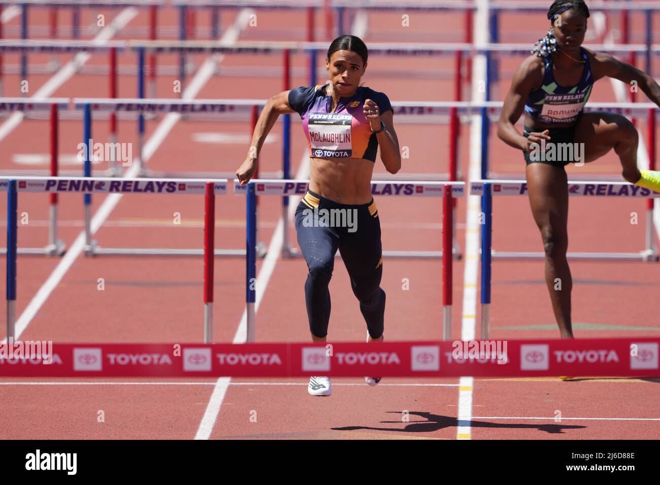 PHILADELPHIA, PA APRIL 30 Sydney McLauglin wins the WomenÃ s Elite