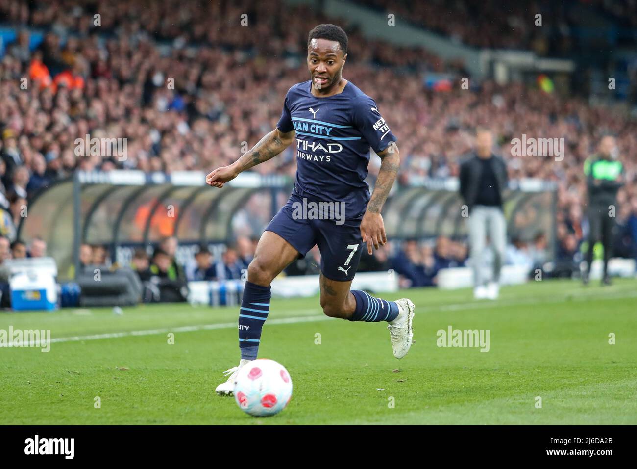 Raheem Sterling #7 of Manchester City on the ball during the game Stock Photo