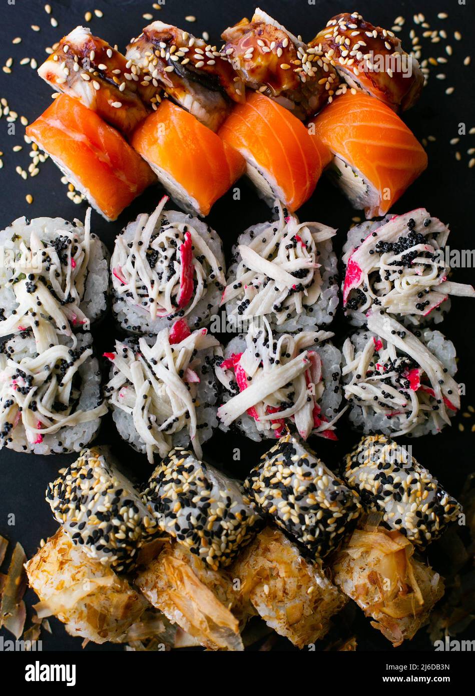 Crab sticks Sushi Japanese Food Style, Crab sticks Sushi roll on the