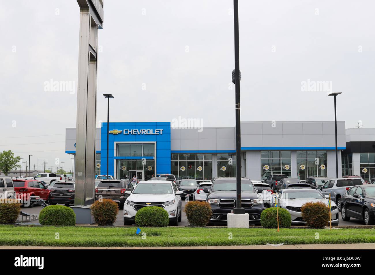 Clarksville, Indiana USA  April 30, 2022: The exterior of a Chevrolet car dealership  building in Clarksville,  Indiana Stock Photo