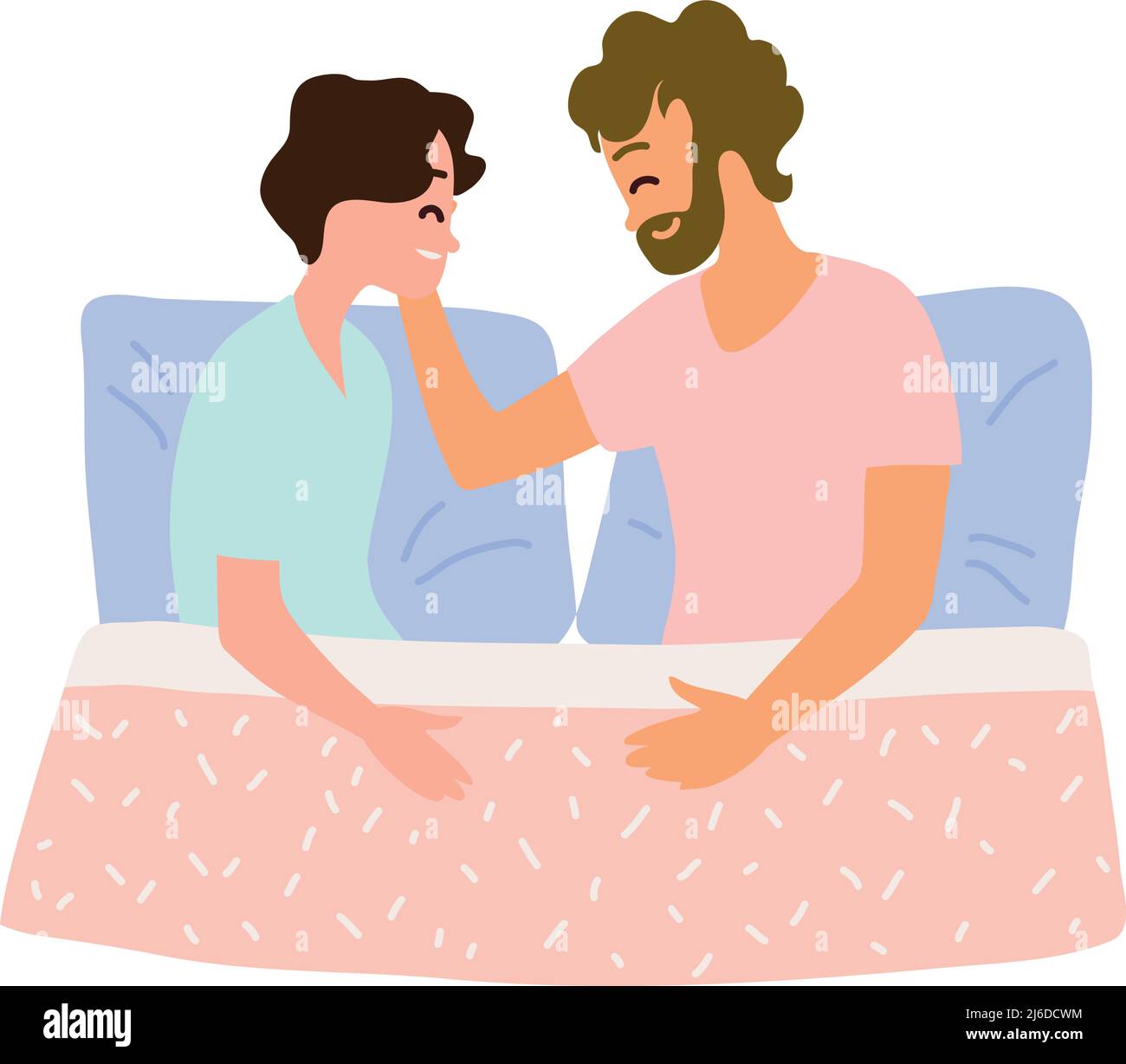 Gay Male Couple Bed Stock Vector Images Alamy