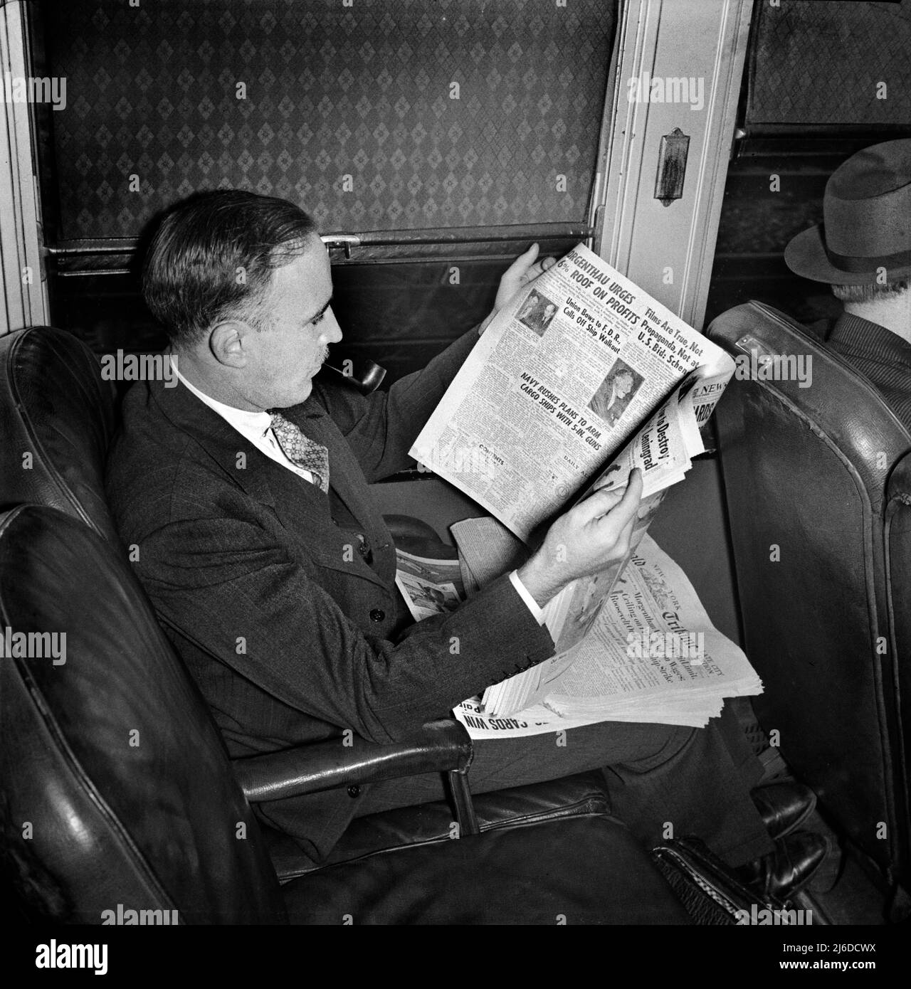 Commuter from Westport, Connecticut on Train to New York City, New York