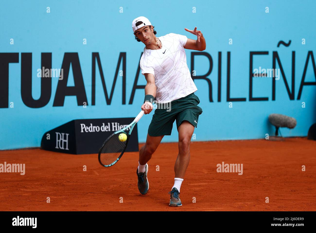 Lorenzo Musetti (ITA), APRIL 30, 2022 - Tennis : Lorenzo Musetti of Italy  during qualifying singles 1st round match against Yoshihito Nishioka of  Japan on the ATP tour Masters 1000 "Mutua Madrid