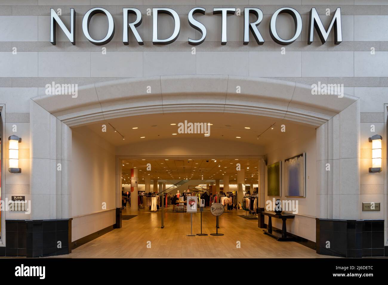 Houston, Texas, USA - February 25, 2022: Nordstrom store in a shopping mall. Nordstrom, Inc. is an American luxury department store chain. Stock Photo