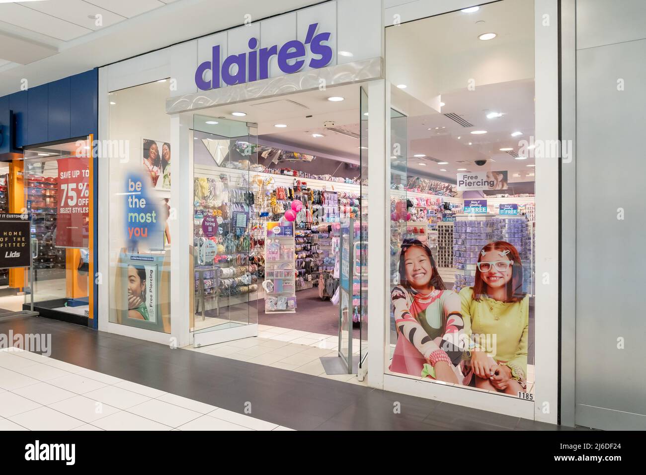 Houston, Texas, USA - February 25, 2022:  Claire's store in a shopping mall. Stock Photo