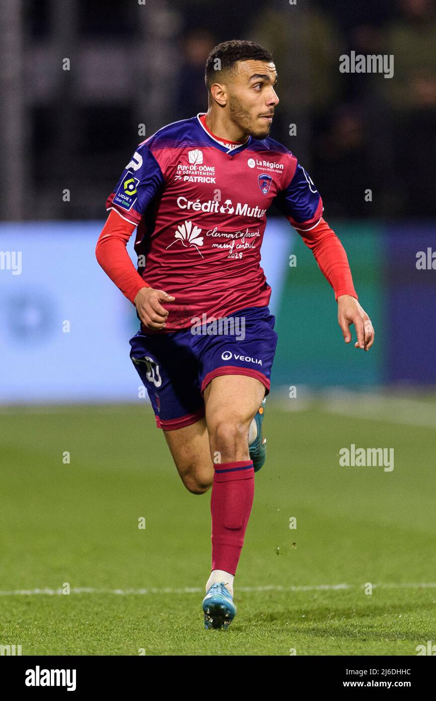 Clermont-Ferrand, France - April 09: Akim Zedadka of Clermont Foot runs in  the field during the Ligue 1 Uber Eats match between Clermont Foot and Pari  Stock Photo - Alamy
