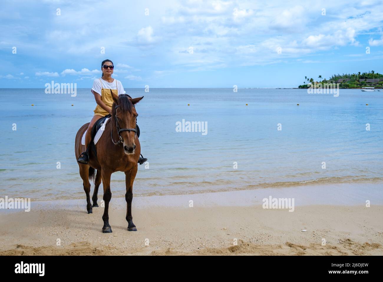 horse riding on the beach, woman on a horse on the beach during a