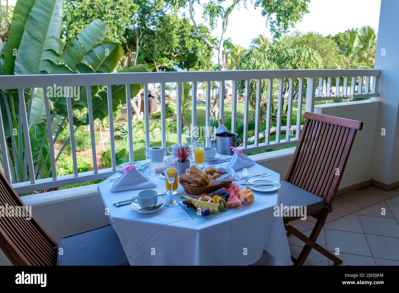 breakfast on the balcony of an apartment luxury hotel condo in