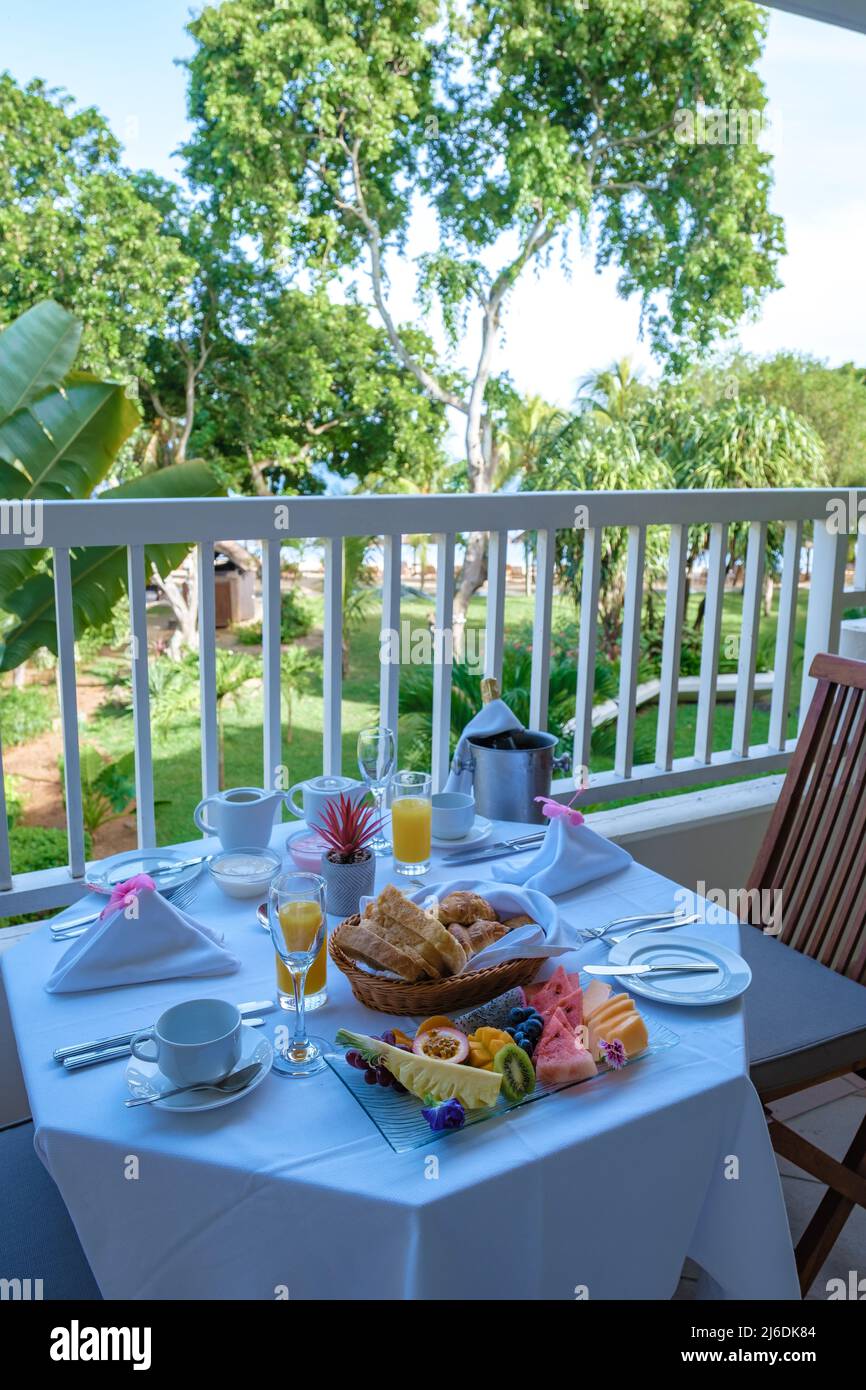 breakfast on the balcony of an apartment luxury hotel condo in