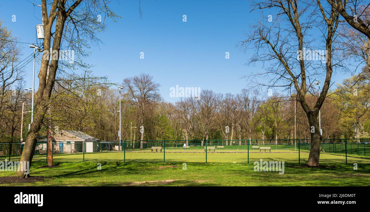 The Frick Park Bowling Greens which contain bocce ball courts in Pittsburgh, Pennsylvania, USA Stock Photo