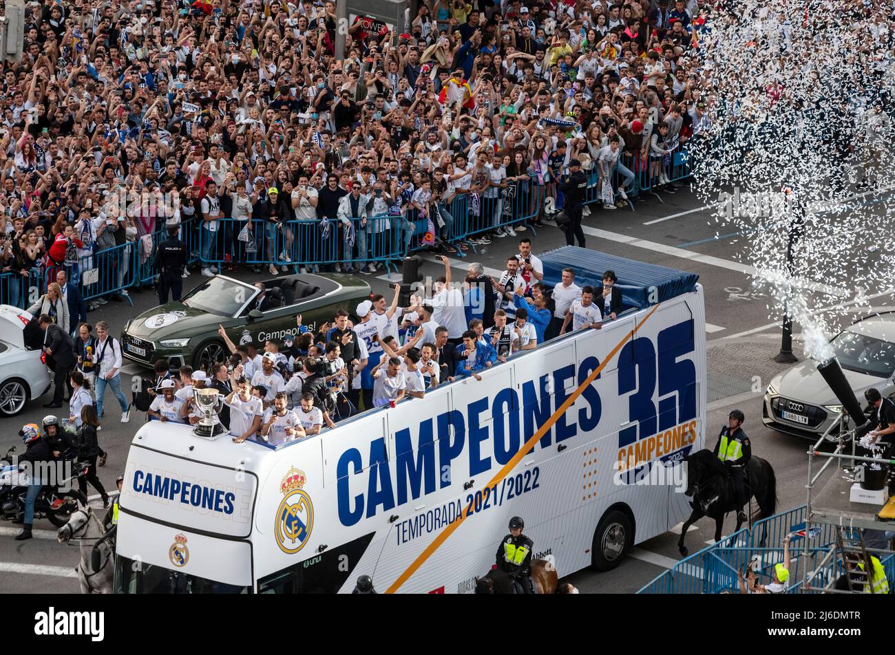 Spanish football team Real Madrid celebrates with 25,000 fans the 2021/
