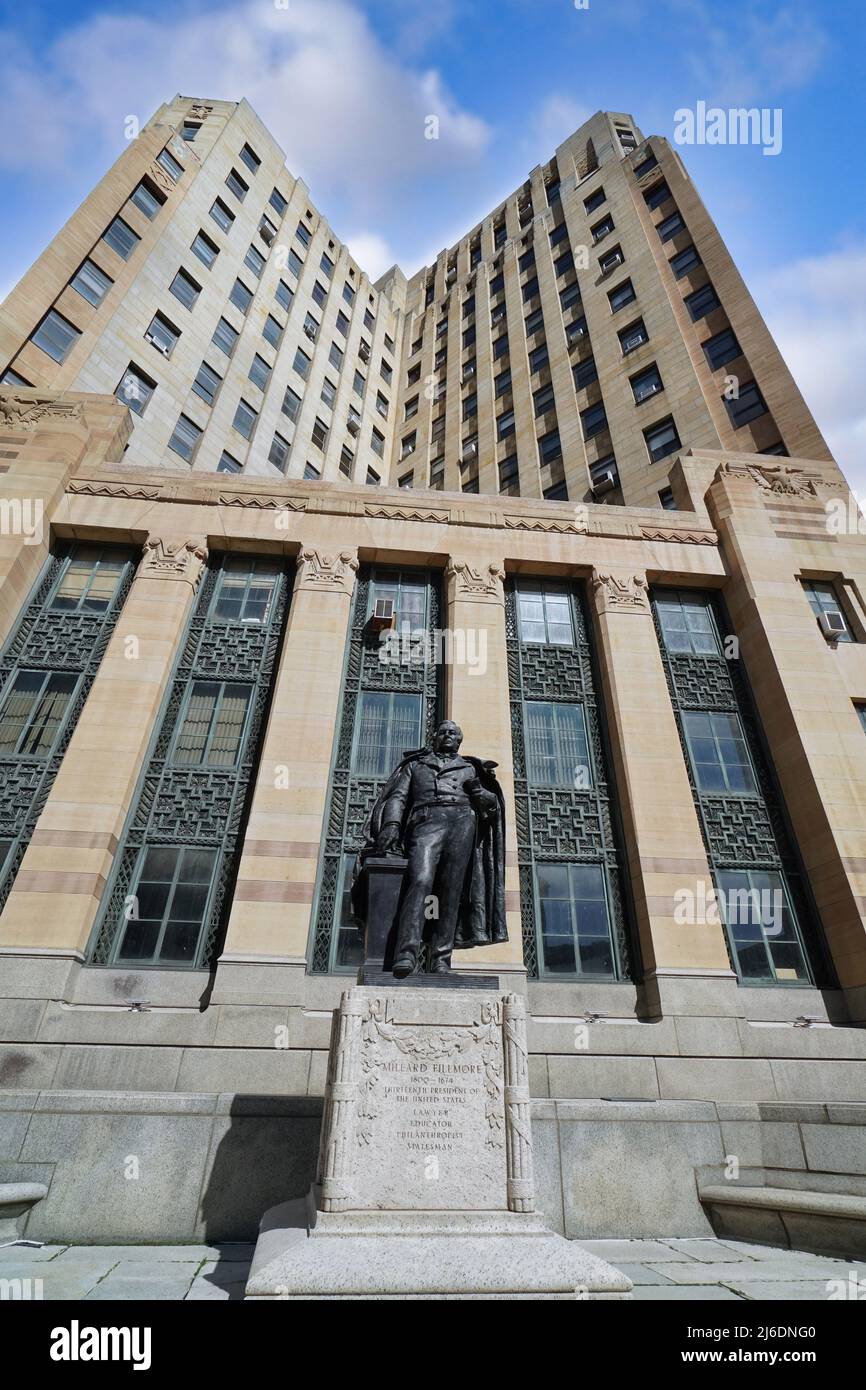 Statue of President Millard Fillmore beside Buffalo City Hall Stock Photo