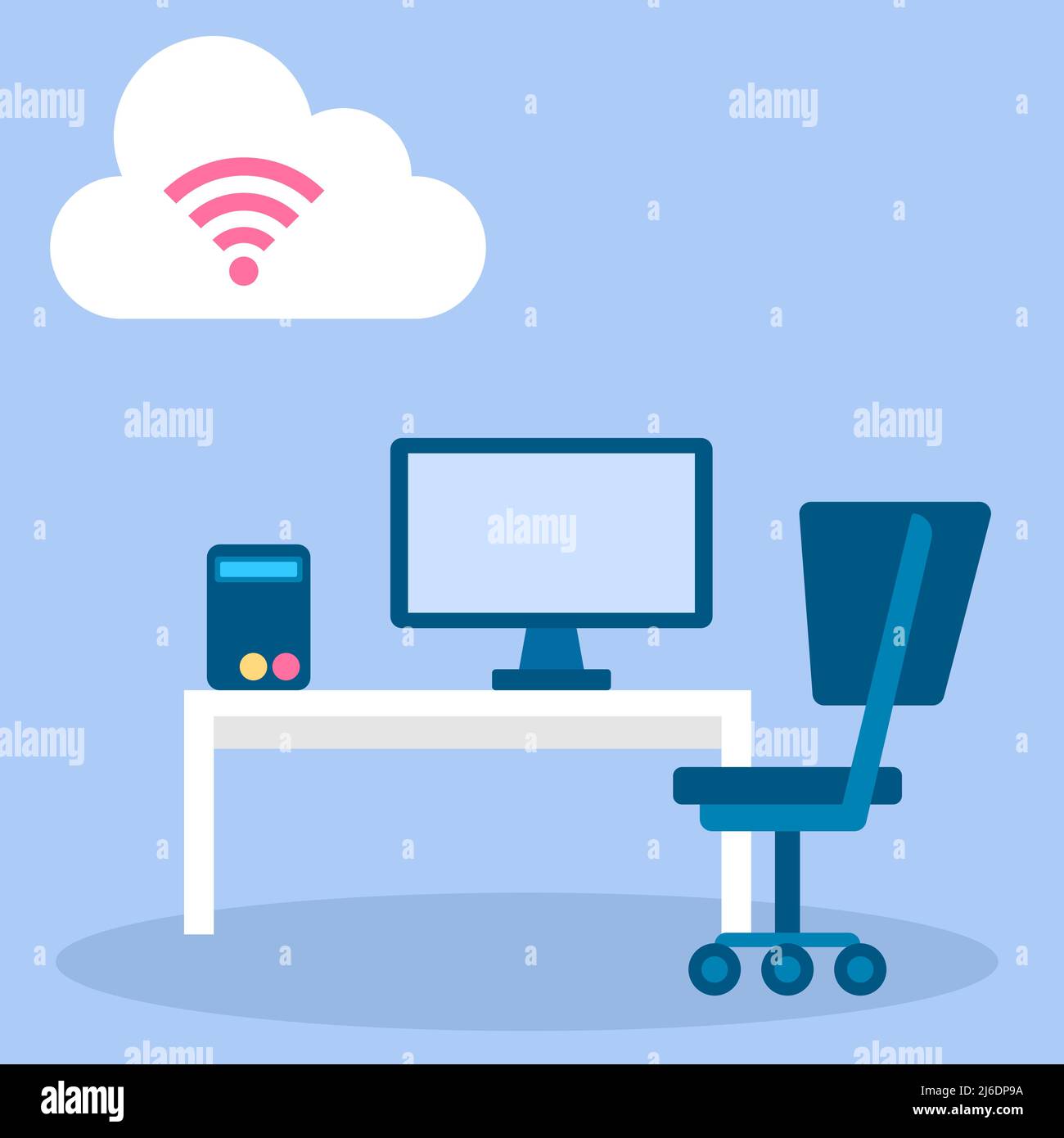 computer working with internet cloudscape Stock Vector