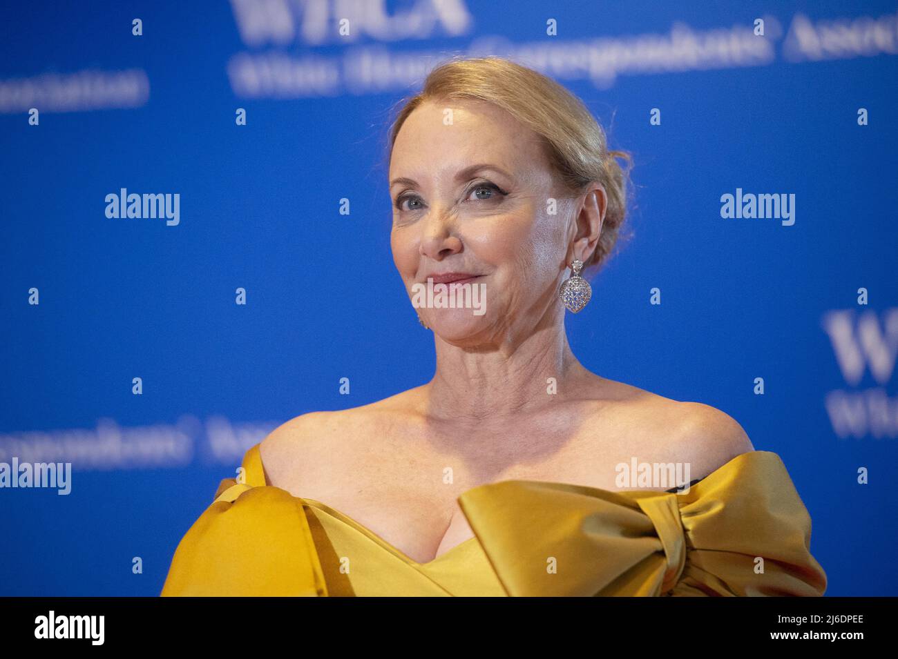 J. Smith Cameron arrives at the 2022 White House Correspondents' Association Dinner at the Washington Hilton in Washington, DC on Saturday, April 30, 2022. The dinner is back this year for the first time since 2019. Photo by Bonnie Cash/UPI.... . Stock Photo