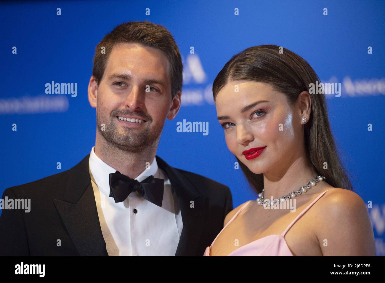 Australian Model Miranda Kerr and Evan Spiegel arrive at the 2022 White House Correspondents' Association Dinner at the Washington Hilton in Washington, DC on Saturday, April 30, 2022. The dinner is back this year for the first time since 2019. Photo by Bonnie Cash/UPI.... . Stock Photo