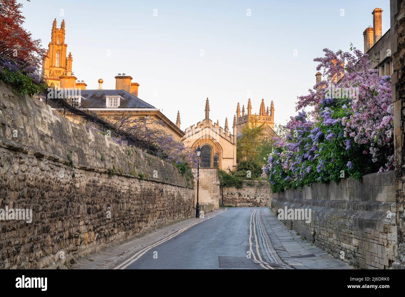 Queens lane at sunrise in the spring. Oxford, Oxfordshire, England
