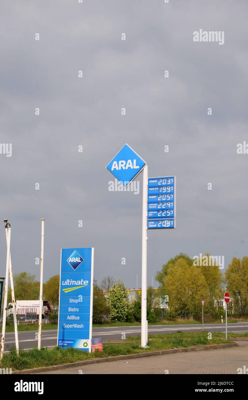 German country/Germany/30 April 2022/.Aaral gasolines station on Germany motor way side ingermany country gas price and autos.    (Photo..Francis Dean/Dean Pictures) Stock Photo