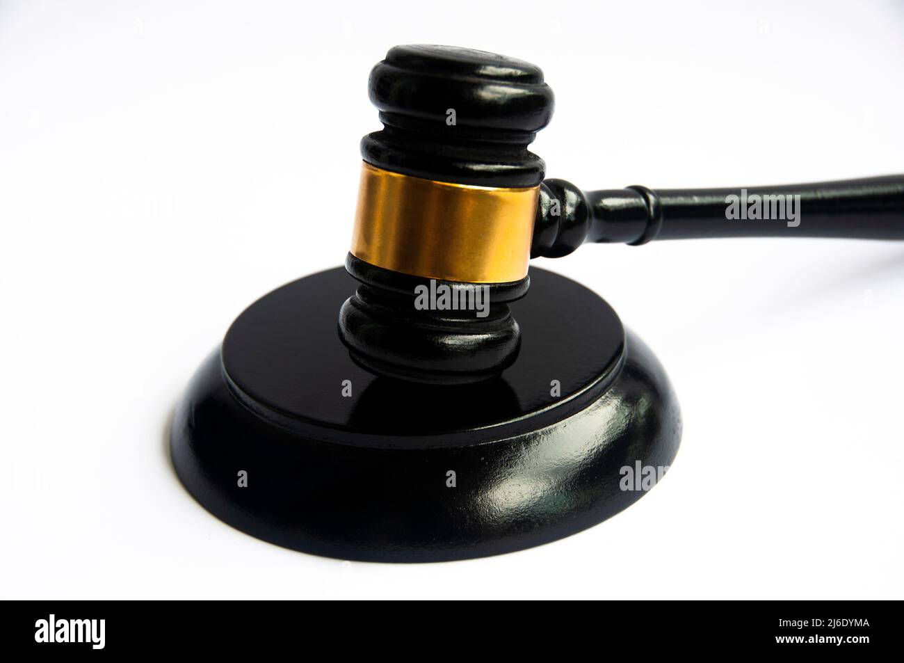 Lawyer gavel on white cover background. Law and order concept Stock Photo