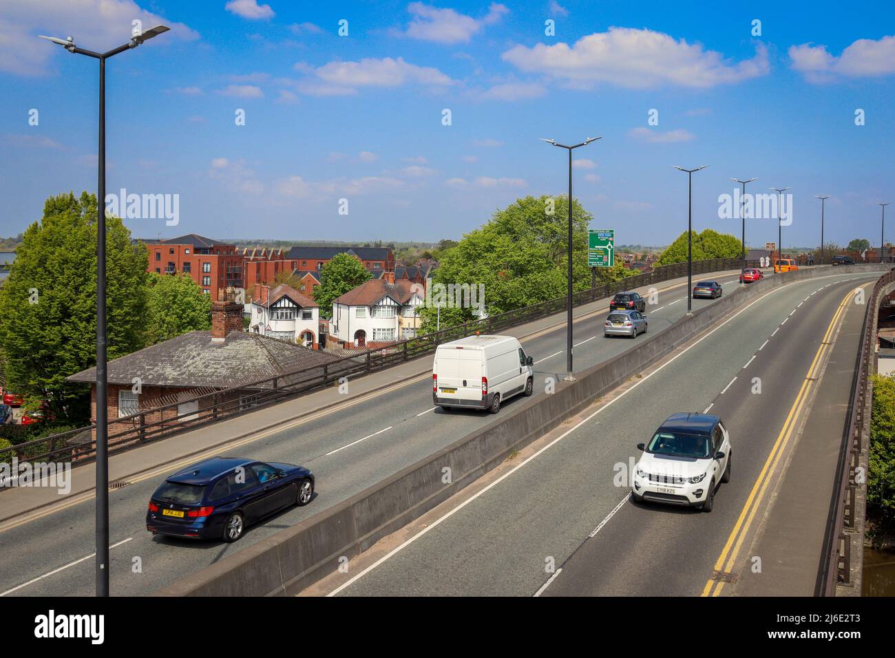 Cars travelling along St Martin's Way, Chester Stock Photo