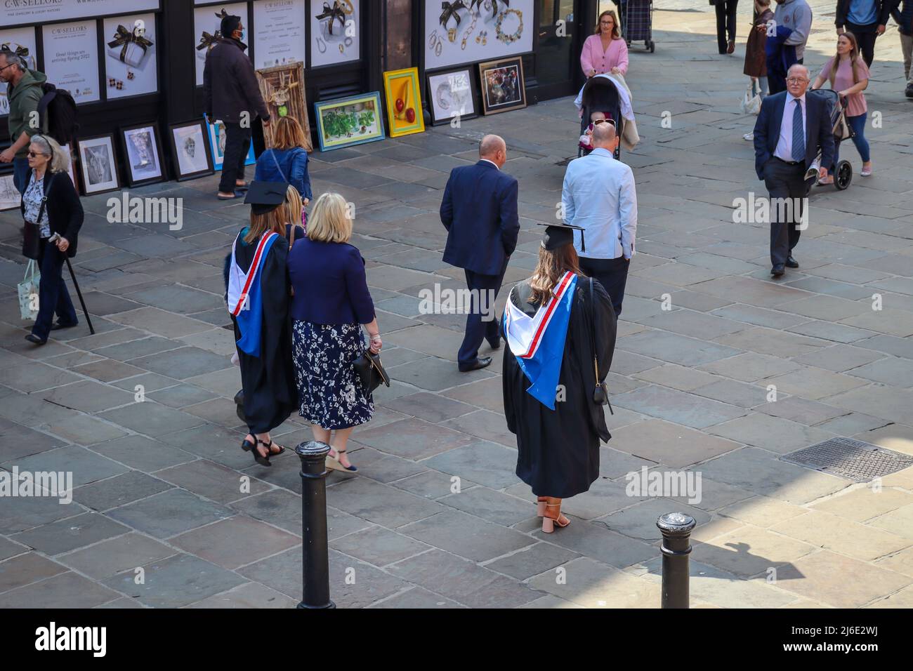 University of Chester graduate in full graduation gown, Chester Stock
