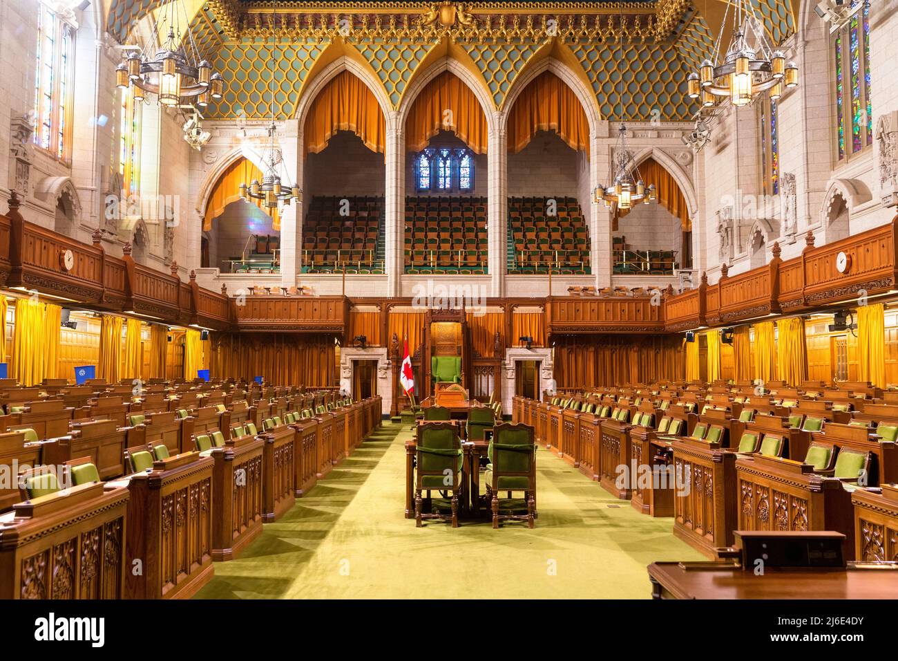 Ottawa, Canada - 20 January 2015: The interior of the House of Commons, Ottawa, Canada. The Canadian Houses of Parliament date back to 1867 and are mo Stock Photo
