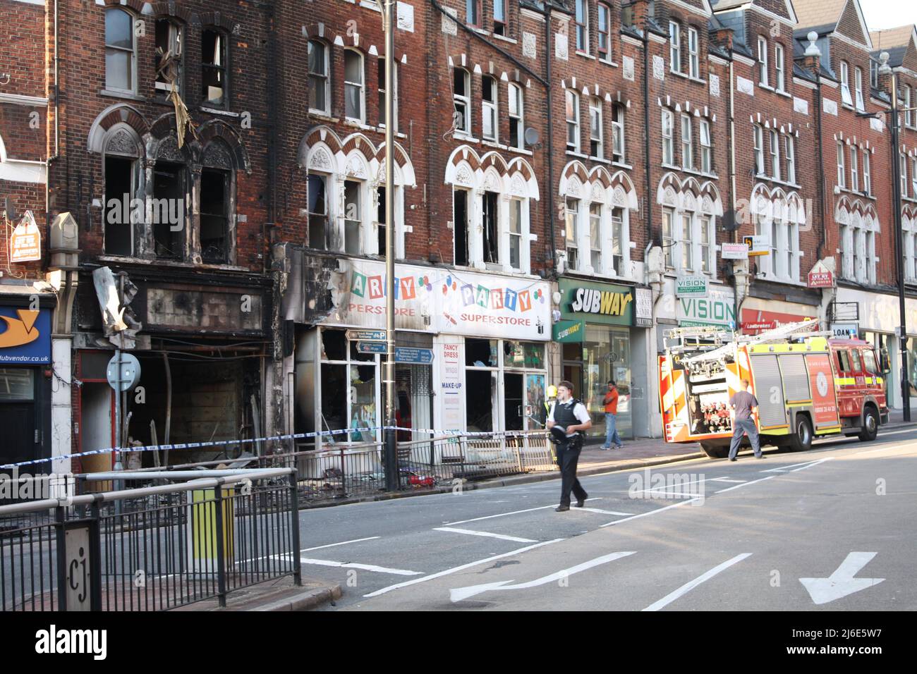 A selection of photos taken on the night of the London Riots in Clapham junction 2011. Stock Photo