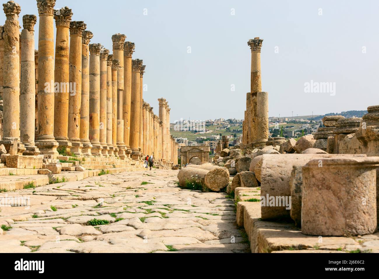 the architecture of the Roman Ruins of Jerash in the north of Amann in Jordan in the middle east. Jordan, Jerash, 2018 Stock Photo
