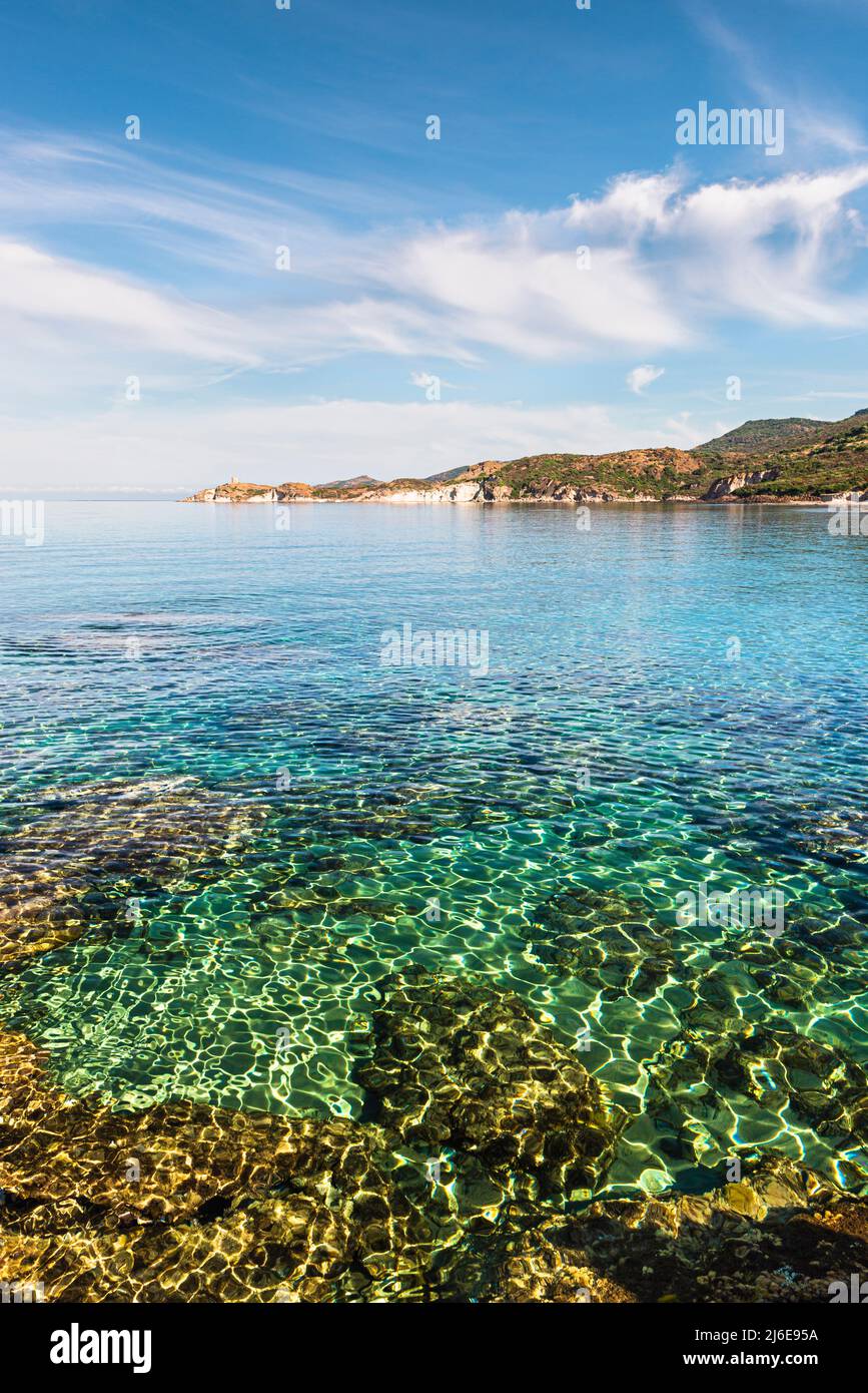 Amazing view at mediterranean coast and S'Abba Druche beach near Bosa.  Location: Bosa , Province of Oristano, Italy, Europe Stock Photo - Alamy