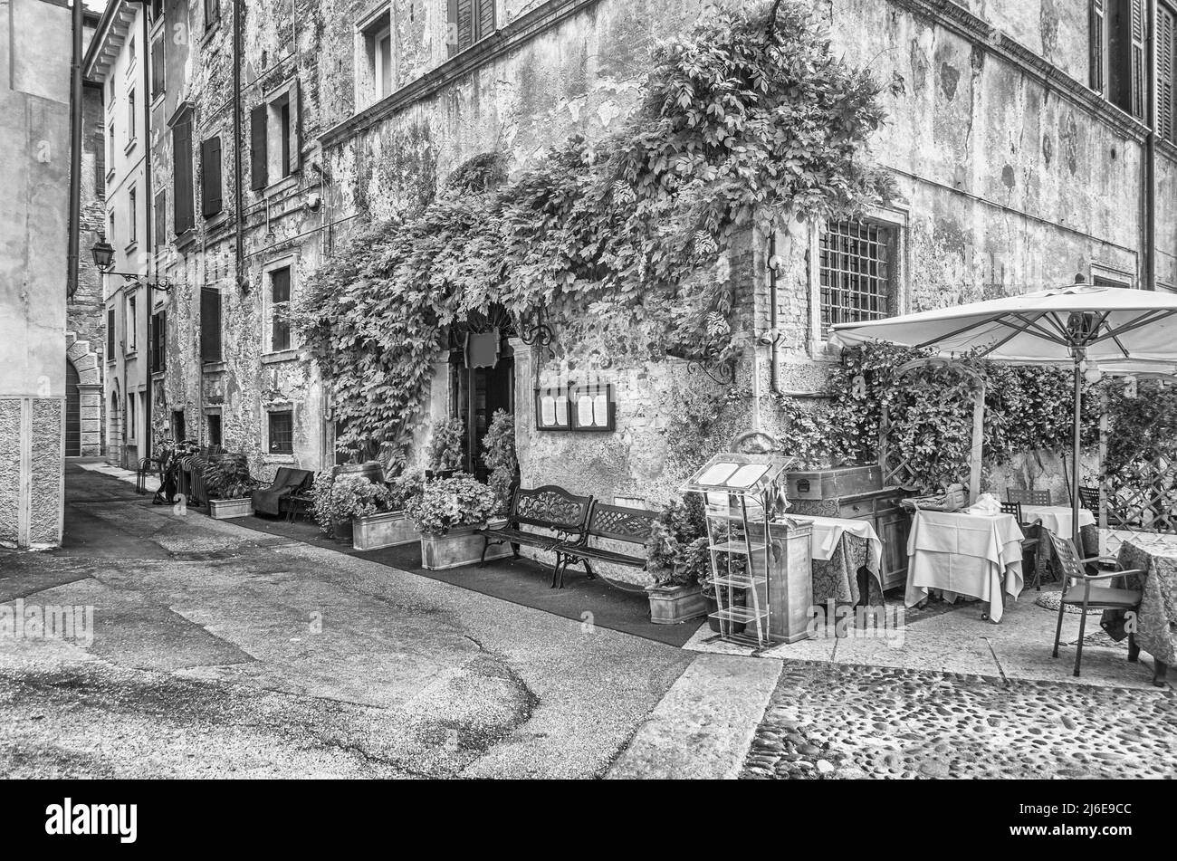 Historical medieval buildings in the old city center of Verona, Italy Stock Photo