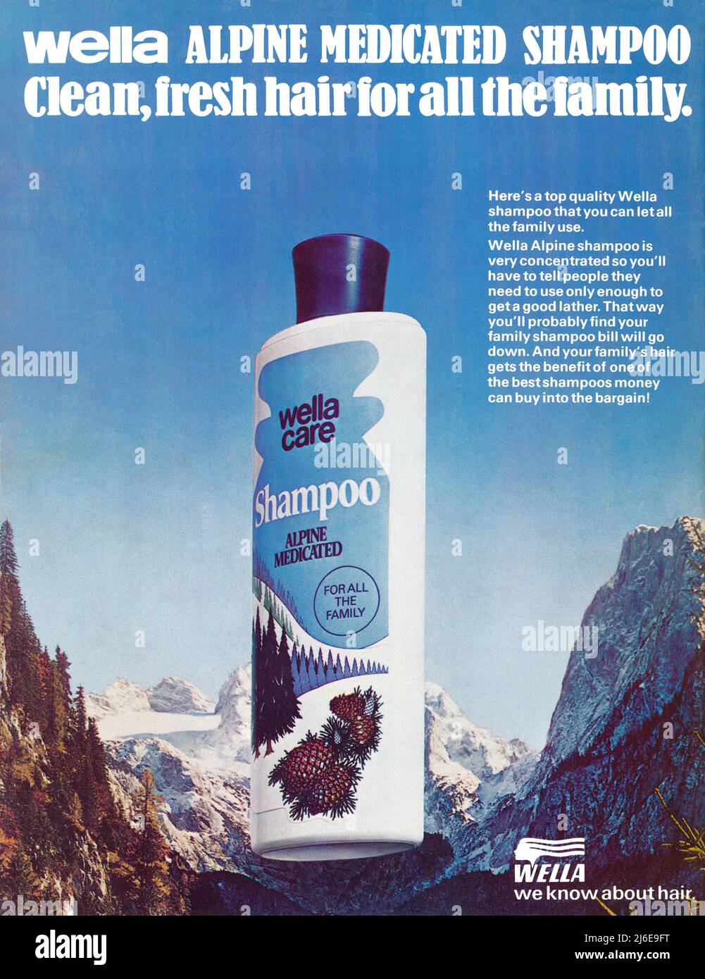 1978 British advertisement for Wella alpine medicated shampoo Stock