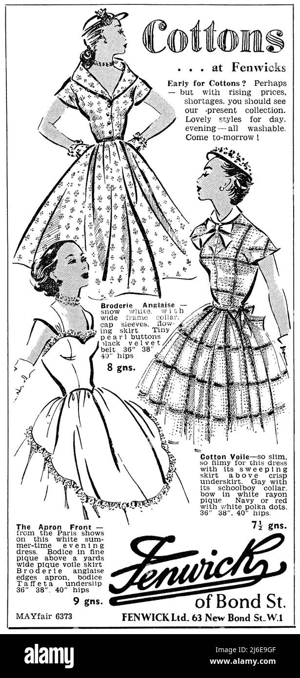 1951 British advertisement for the Fenwick department store in Bond Street,  London Stock Photo - Alamy