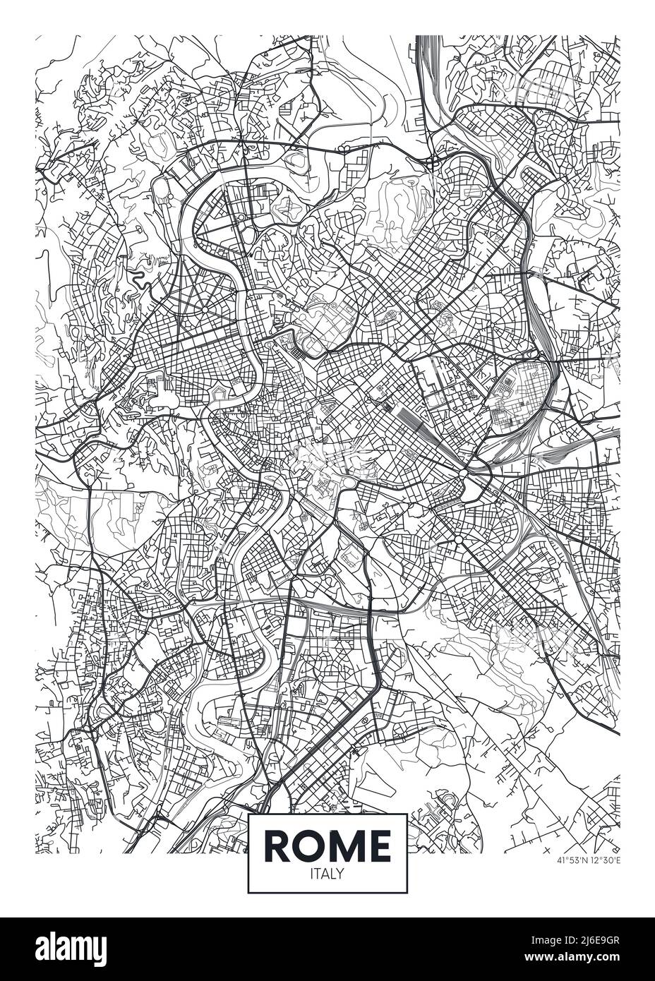 City map Rome, travel vector poster design Stock Vector