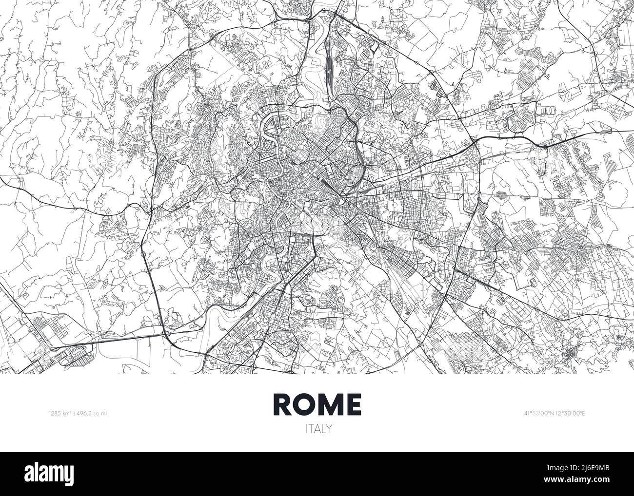 City map Rome Italy, travel poster detailed urban street plan, vector illustration Stock Vector