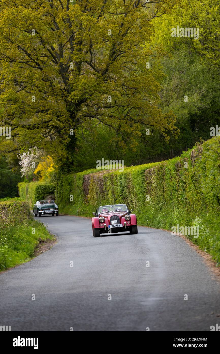 Classic cars on the spring Wye Run through Wales and the Wye Valley