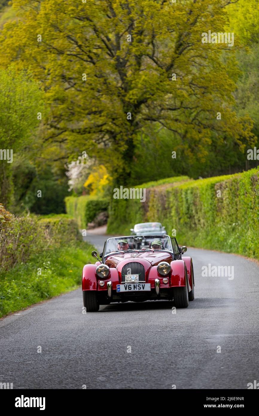 Classic cars on the spring Wye Run through Wales and the Wye Valley